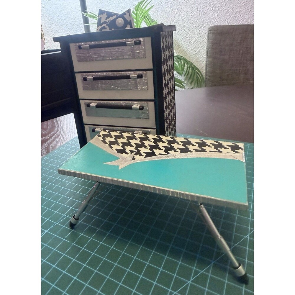1:6 Scale Barbie Doll Handmade, Coffee Table, Dresser & Clock Diorama Furniture.